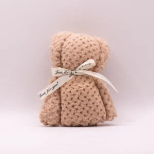 Serviette Peluche Ours Marron Doux 30x30cm - Microfibre Absorbante
