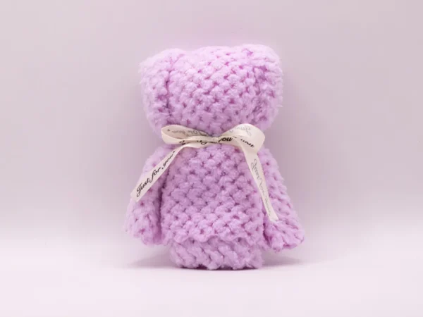 Serviette Peluche Ours Violet Doux et Absorbante en Microfibre 30x30cm