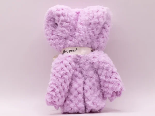 Serviette Peluche Ours Violet Doux et Absorbante en Microfibre 30x30cm