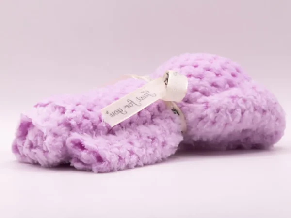 Serviette Peluche Ours Violet Doux et Absorbante en Microfibre 30x30cm