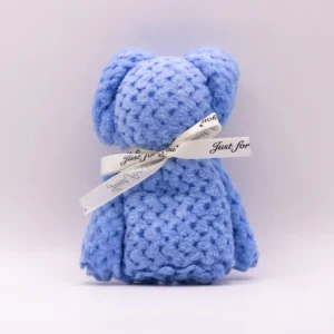 Serviette Peluche Ourson Bleu Doux 30x30cm - Microfibre Absorbante