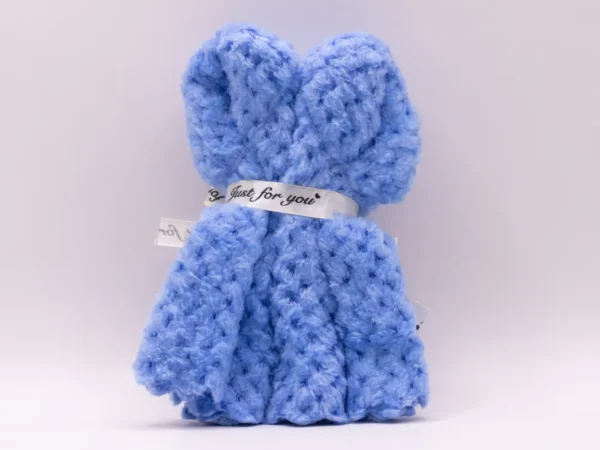 Serviette Peluche Ourson Bleu Doux 30x30cm - Microfibre Absorbante