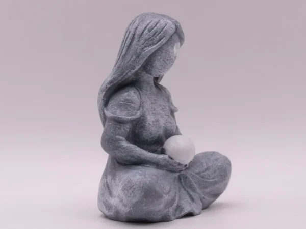 Statue Femme Méditant - Aspect Pierre Gris - Décoration Zen