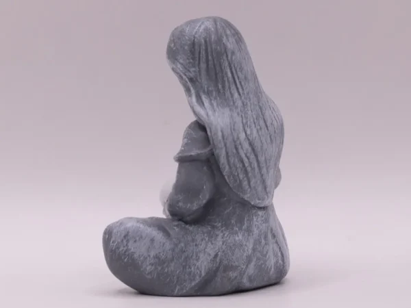 Statue Femme Méditant - Aspect Pierre Gris - Décoration Zen