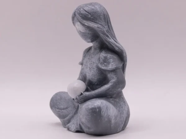Statue Femme Méditant - Aspect Pierre Gris - Décoration Zen