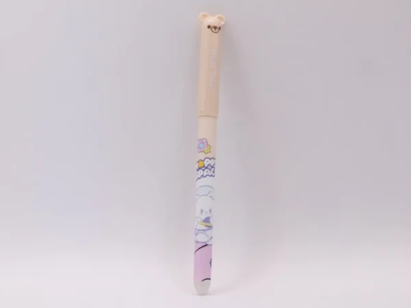Stylo Nounours Effaçable Bleu à Pointe Fine avec Gomme Intégrée