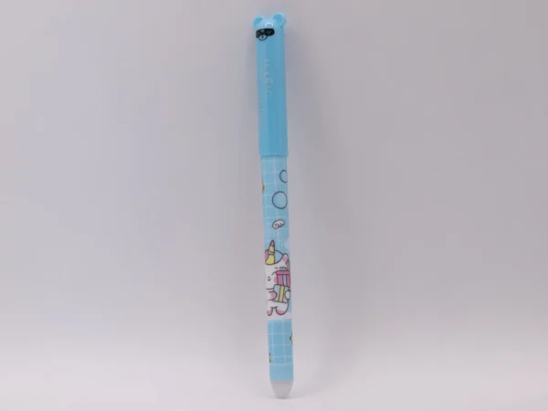 Stylo Nounours Effaçable Bleu avec Gomme Intégrée - Pointe Fine