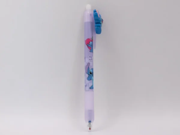Stylo Stitch bleu effaçable, pointe fine, pratique et mignon pour l'école ou le bureau